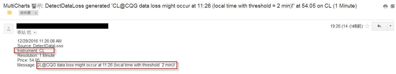 收到資料可能遺失的email通知